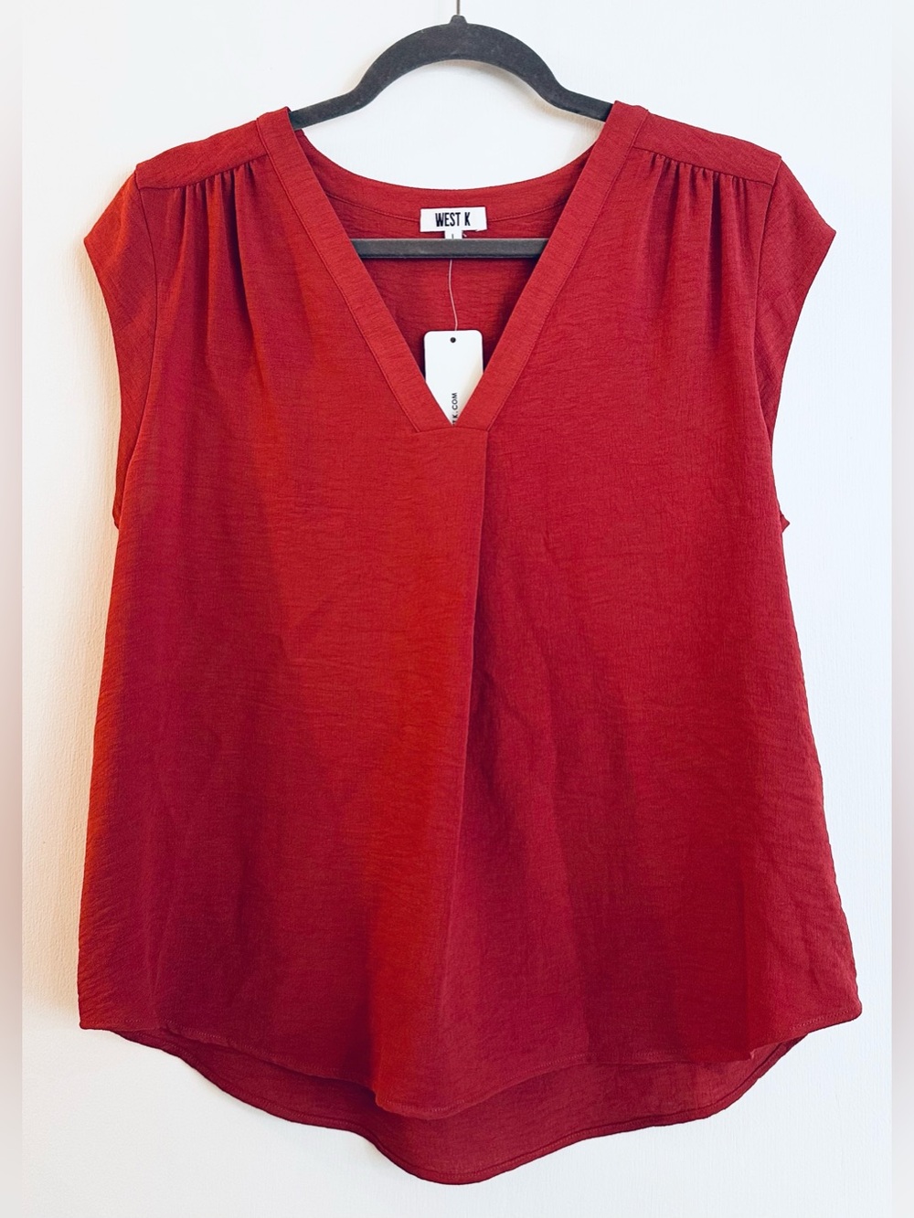 Cap Sleeve Blouse, V-Neck by West K (size large, never worn) NWT